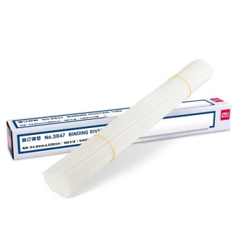 得力(deli)3847 财务装订机专用透明装订铆管Φ4.8mm*500mm 100支/盒装